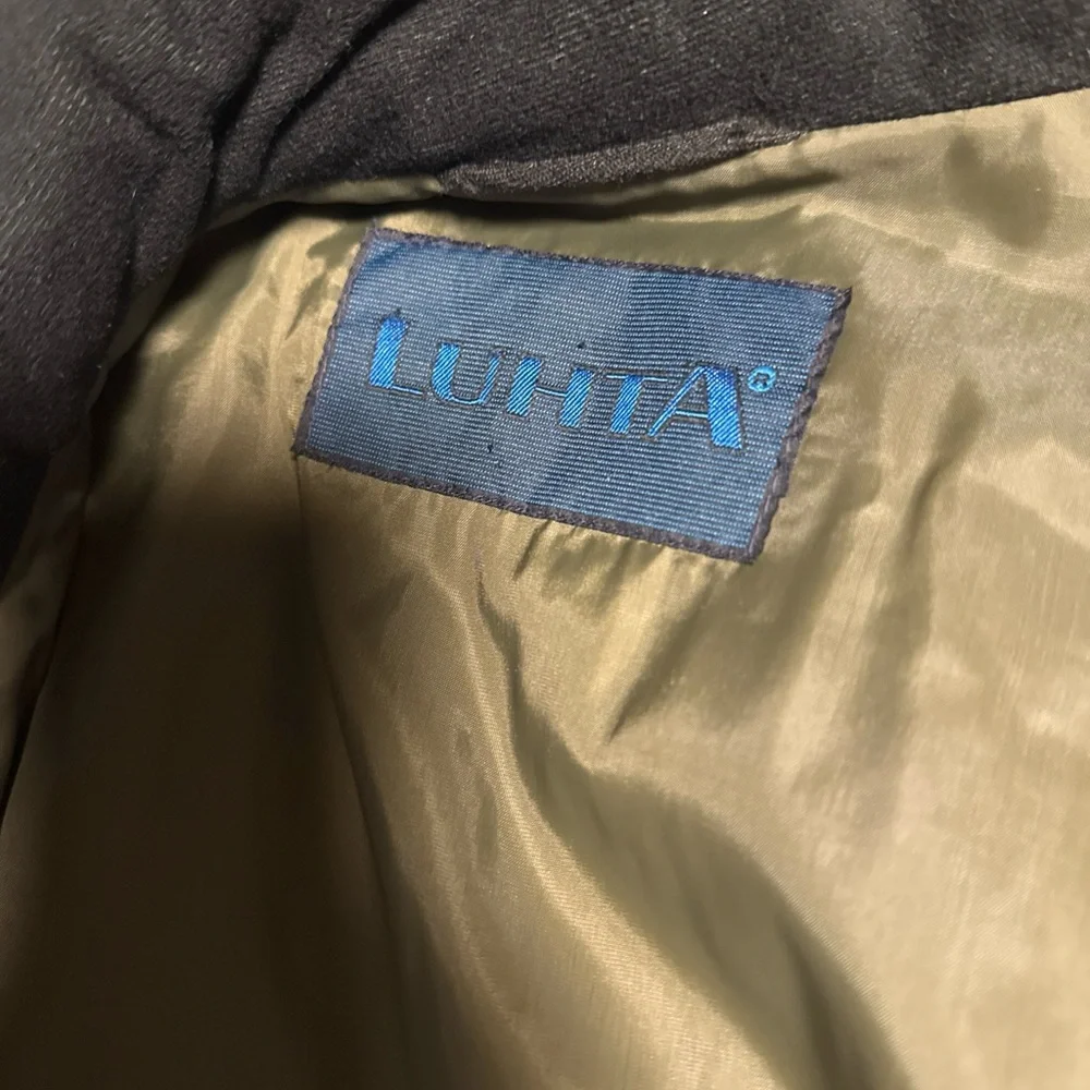 Luhta (Finland) Olive Green Long Trench Coat Vintage - Picture 11 of 12